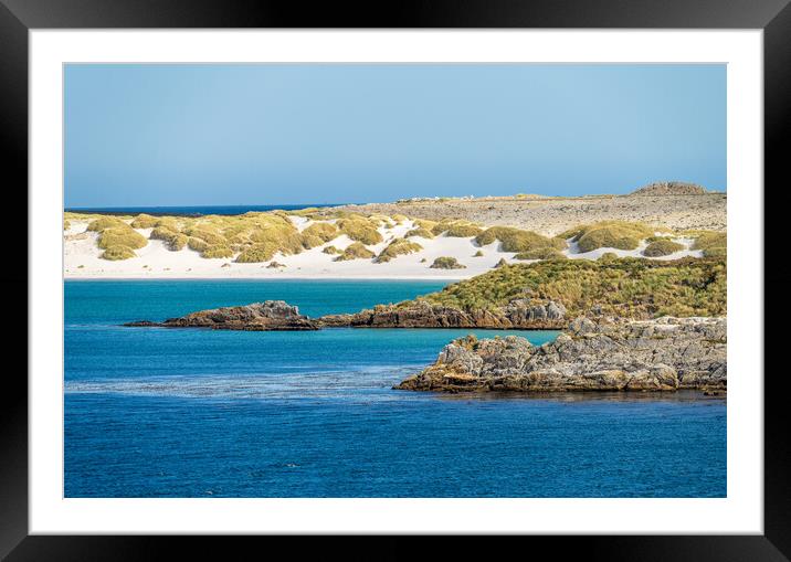 White sandy beaches near Port Stanley on Falkland Islands on sun Framed Mounted Print by Steve Heap
