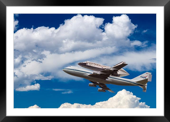 Space Shuttle Discovery flies into clouds Framed Mounted Print by Steve Heap
