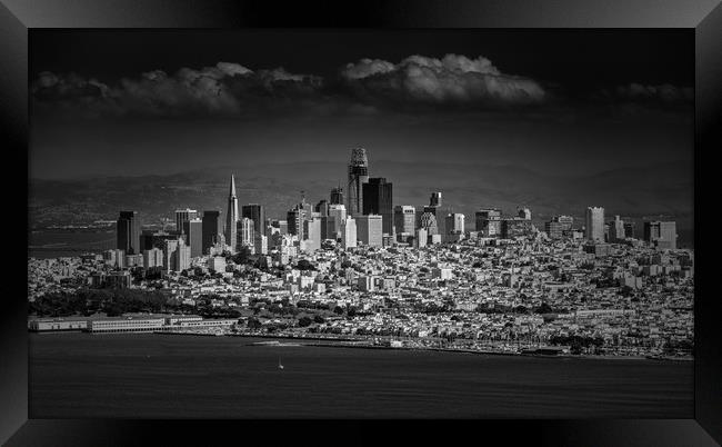 Moody Black and White photo of San Francisco Calif Framed Print by Steve Heap