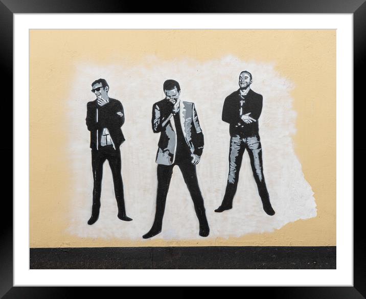 Wall painting of the pop group Muse  Framed Mounted Print by Steve Heap