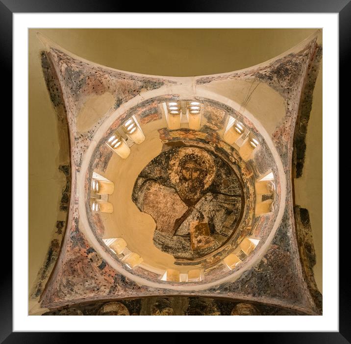 Ceiling of Holy Apostles of Solaki church in Greek Agora Framed Mounted Print by Steve Heap