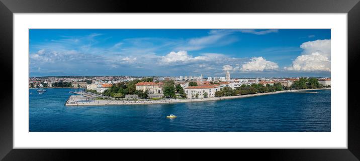Cruise ship leaving dock at Port of Zadar in Croatia Framed Mounted Print by Steve Heap