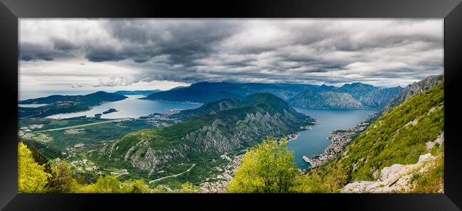 View of Bay of Kotor from Serpentine road Framed Print by Steve Heap
