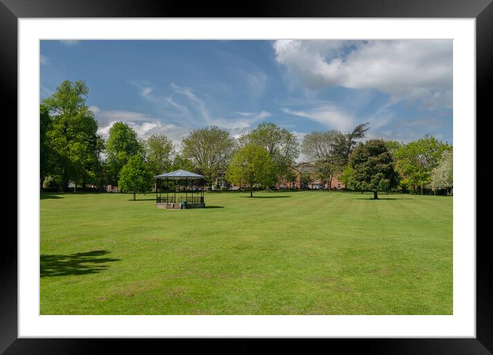 Band stand in the memorial gardens or town park in Oswestry Shro Framed Mounted Print by Steve Heap
