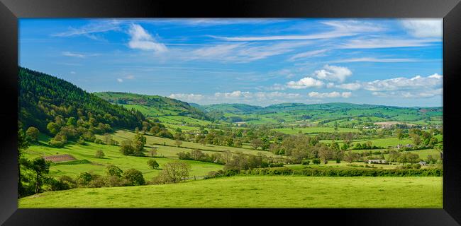 Panorama over typical english or welsh farming country Framed Print by Steve Heap