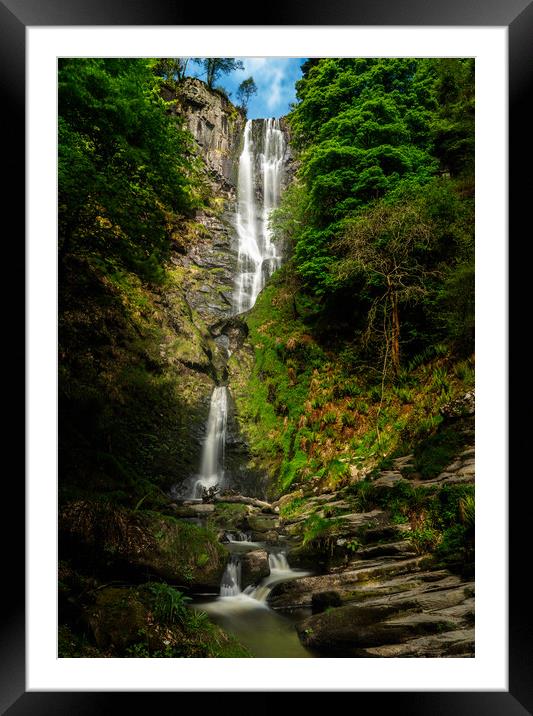 High waterfall of Pistyll Rhaeadr in Wales Framed Mounted Print by Steve Heap