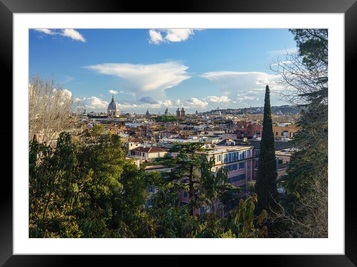 Skyline of the city of Rome, Italy Framed Mounted Print by Steve Heap