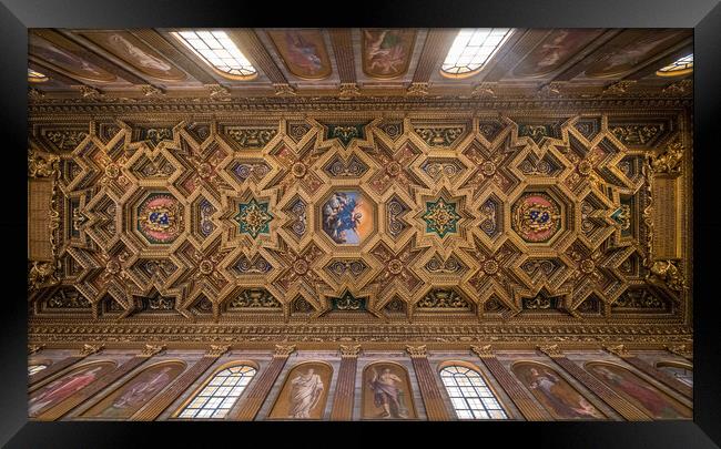 Interior of the Basilica of St Mary in Trastevere Framed Print by Steve Heap