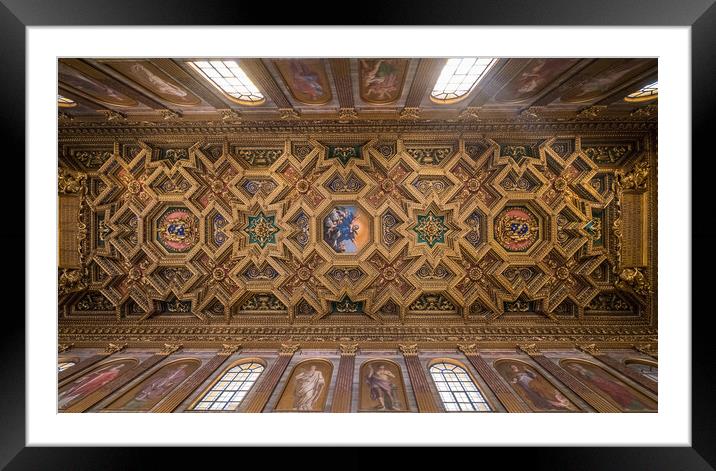 Interior of the Basilica of St Mary in Trastevere Framed Mounted Print by Steve Heap