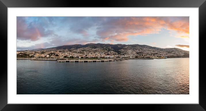 Panorama of Funchal in Madiera at dawn Framed Mounted Print by Steve Heap