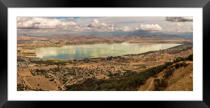 Panorama of Lake Elsinore in California Framed Mounted Print by Steve Heap