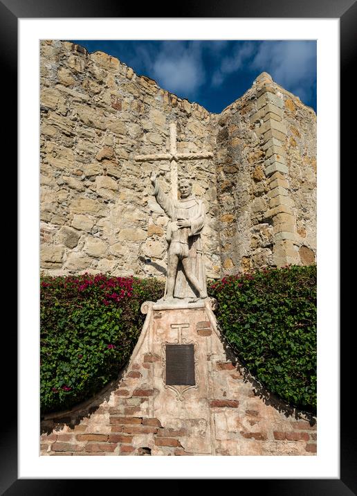 Statue of Junipero Serra in San Juan Capistrano mission Framed Mounted Print by Steve Heap