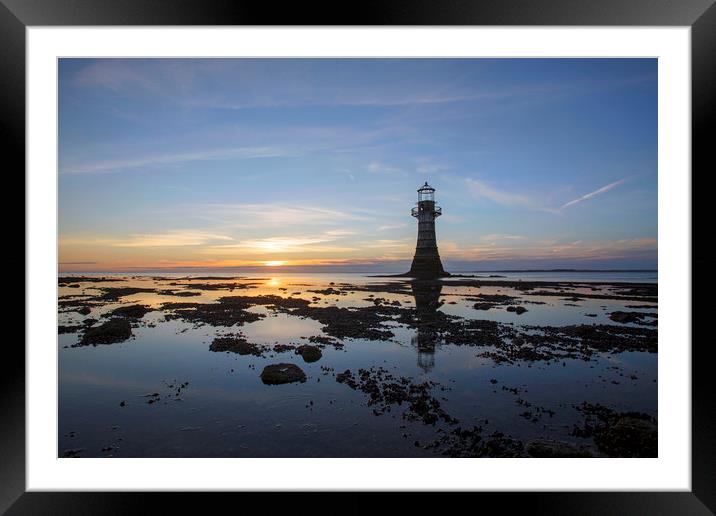 Lighthouse with blue sunset Framed Mounted Print by Jackie Davies