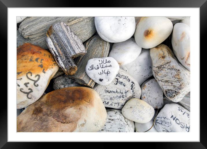 Well Wishes Written on Stones Framed Mounted Print by Jackie Davies