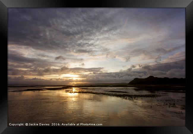 Sunrise at High Tide Framed Print by Jackie Davies