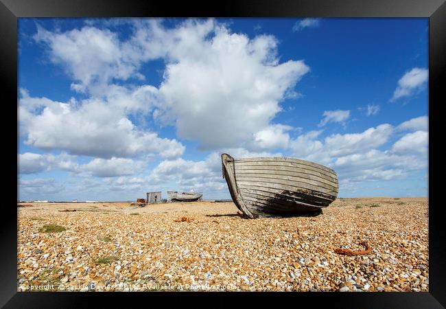 Abandoned Fishing Boat at Dungeness Framed Print by Jackie Davies