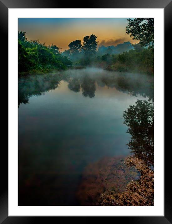 A Misty Winter Dawn Framed Mounted Print by Indranil Bhattacharjee