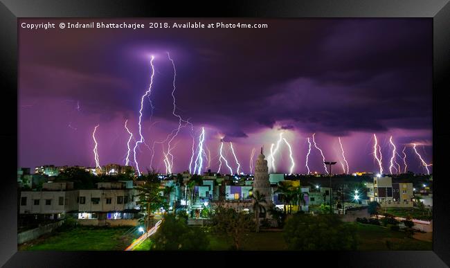 Thunder and lightning Framed Print by Indranil Bhattacharjee