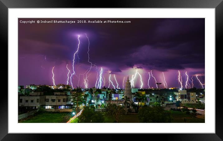Thunder and lightning Framed Mounted Print by Indranil Bhattacharjee