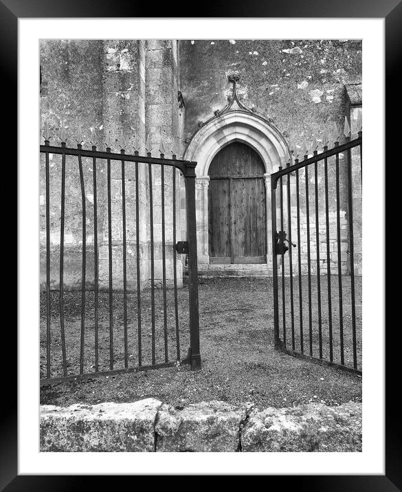 Church door through the gates Framed Mounted Print by Peter Balfour
