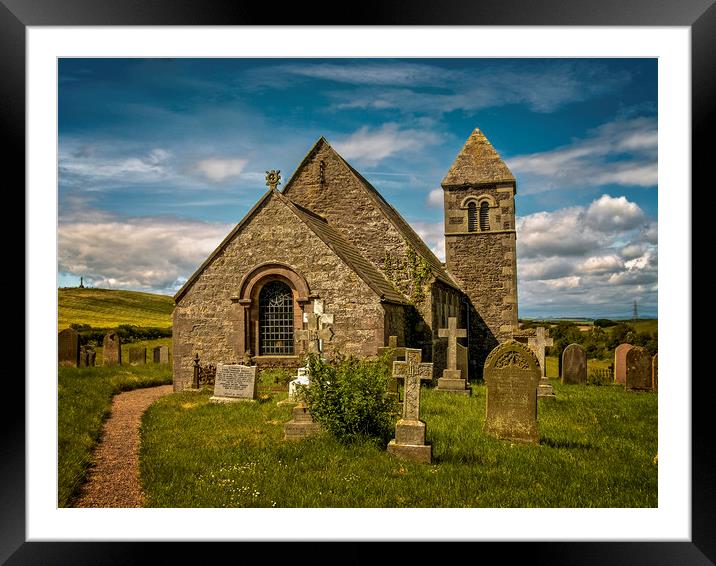 England: St Paul's Church, Branxton, Northumberlan Framed Mounted Print by David Bigwood