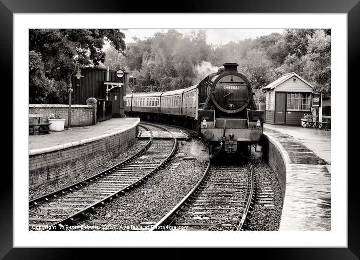 Train in the rain Framed Mounted Print by Peter Zabulis