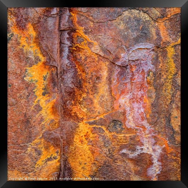 An abstract in rust Framed Print by Peter Zabulis