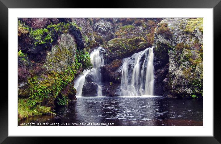 Black Linn waterfall near Greenock in Inverclyde.  Framed Mounted Print by Peter Gaeng