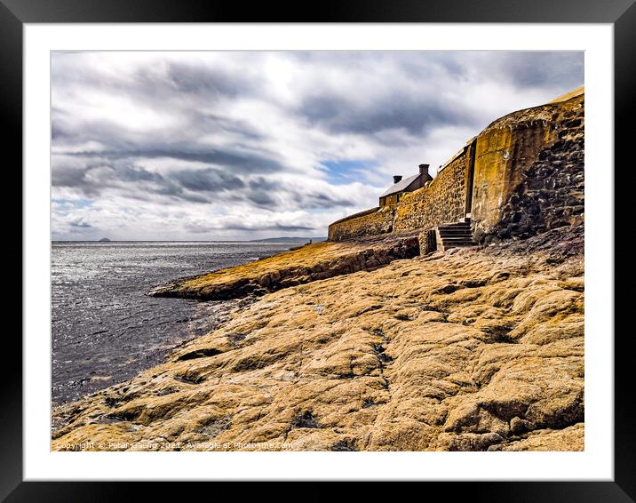 Saltcoast Harbour sea defence wall Framed Mounted Print by Peter Gaeng