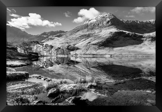 Buttermere, monochrome Framed Print by geoff shoults