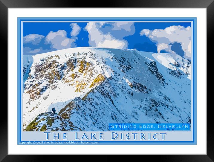 Helvellyn and Striding Edge Framed Mounted Print by geoff shoults