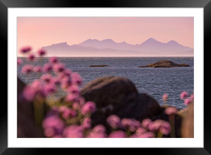 Rum and Eigg,Scotland,sunset Framed Mounted Print by geoff shoults