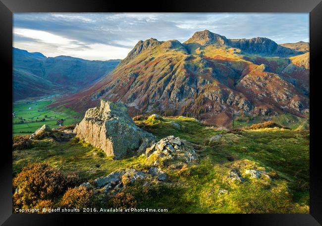 The Langdale Pikes, Lake District Framed Print by geoff shoults