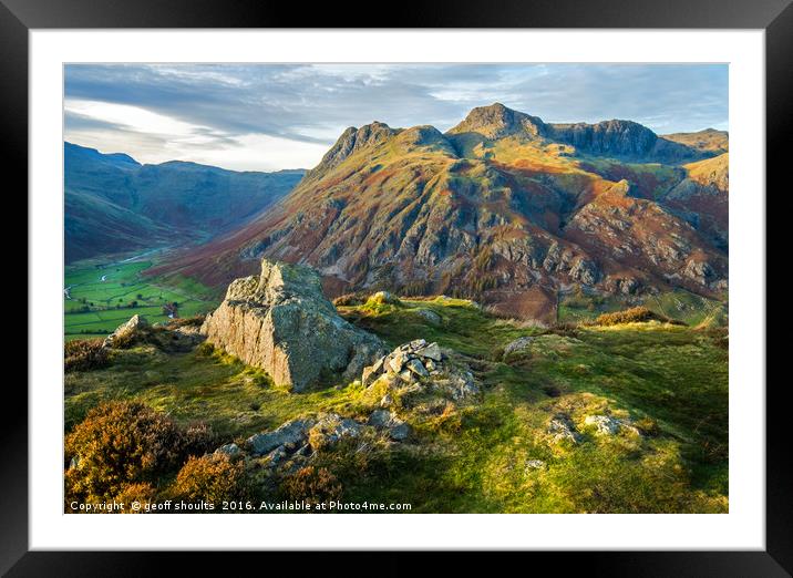 The Langdale Pikes, Lake District Framed Mounted Print by geoff shoults