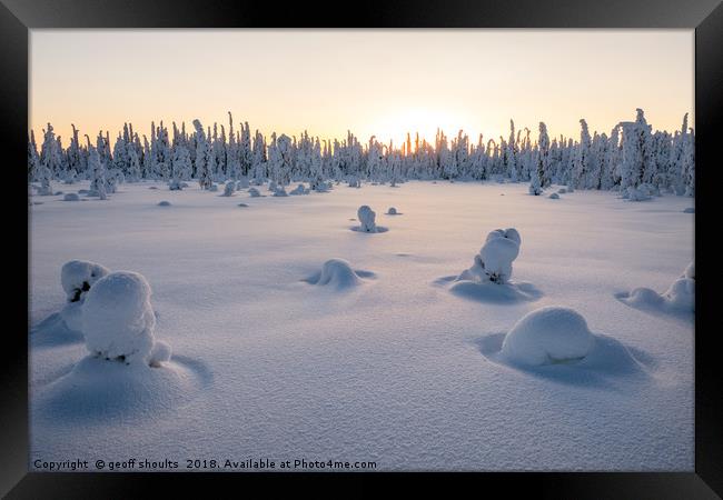 Finnished, the end of the day in Lapland Framed Print by geoff shoults