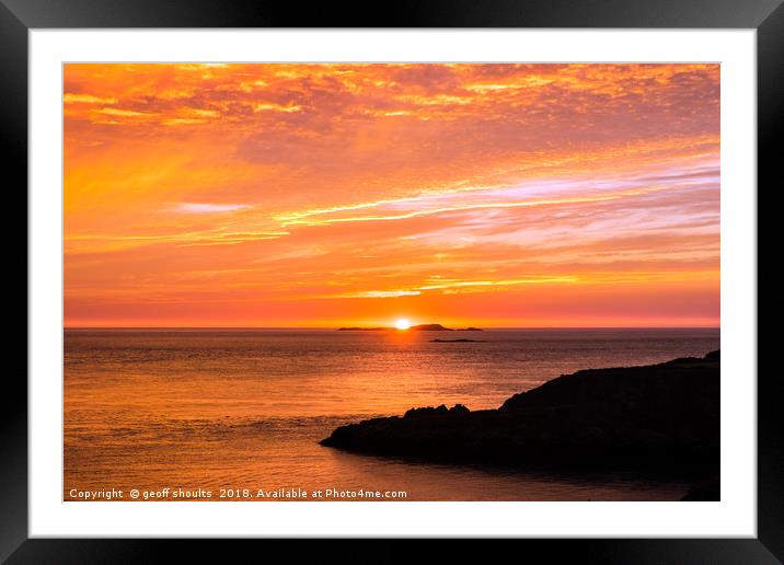 Pembrokeshire sunset Framed Mounted Print by geoff shoults