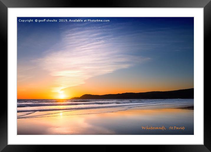 Sunset at Whitesands, Pembrokeshire Framed Mounted Print by geoff shoults