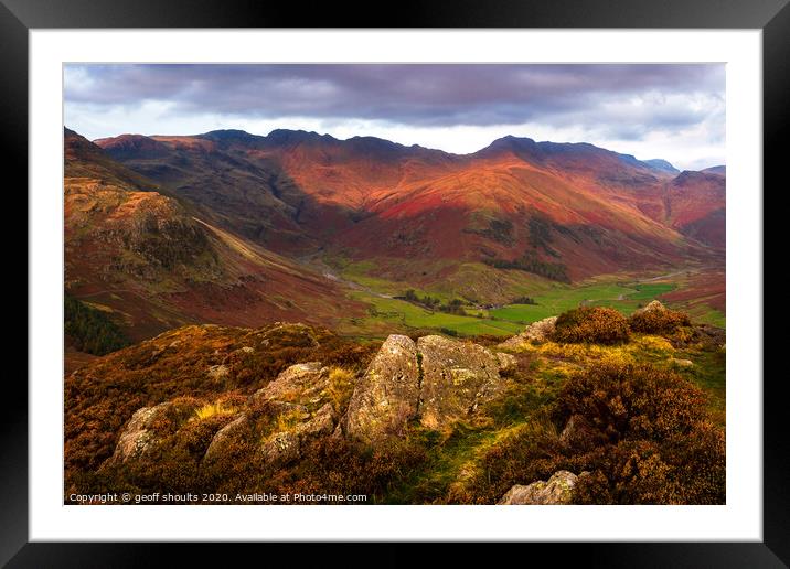 Bowfell and Crinkle Crags Framed Mounted Print by geoff shoults