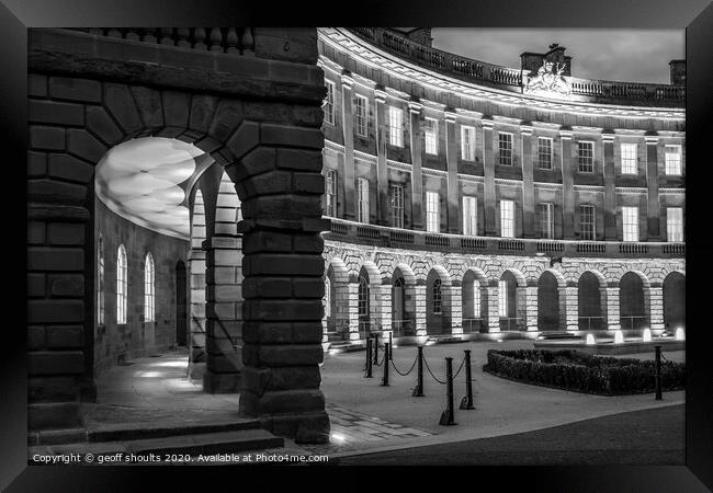 Buxton Crescent, monochrome Framed Print by geoff shoults
