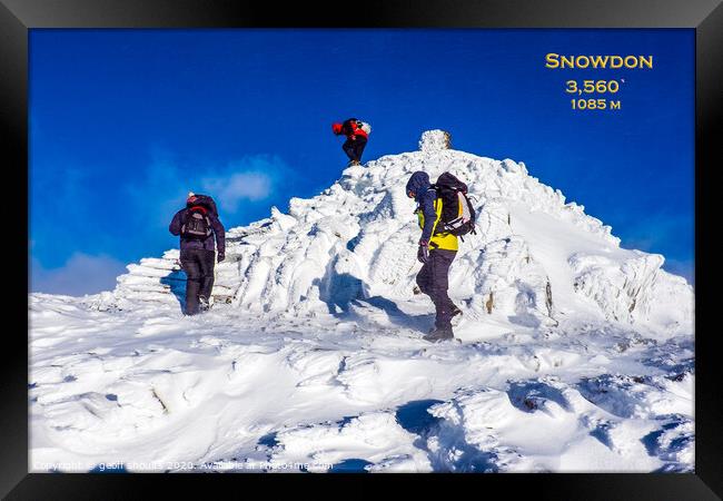 Snowdon summit, winter Framed Print by geoff shoults