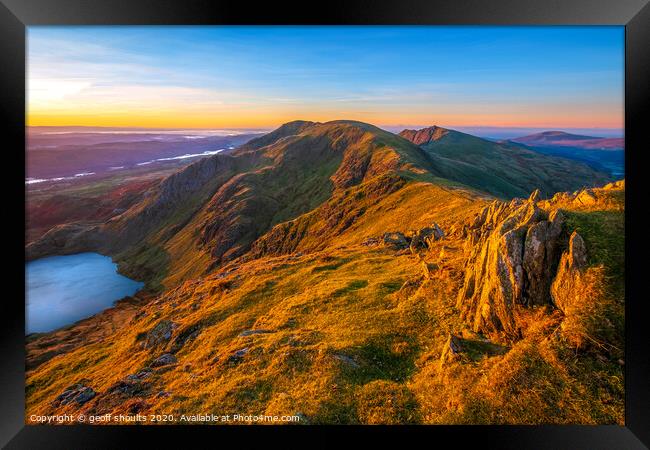 The Coniston Fells at Dawn Framed Print by geoff shoults