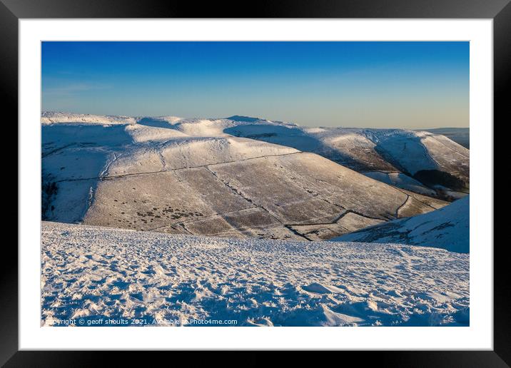 Kinder Scout, winter Framed Mounted Print by geoff shoults