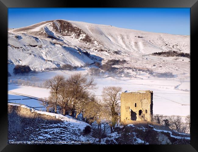 Peveril Castle and Mam Tor Framed Print by geoff shoults