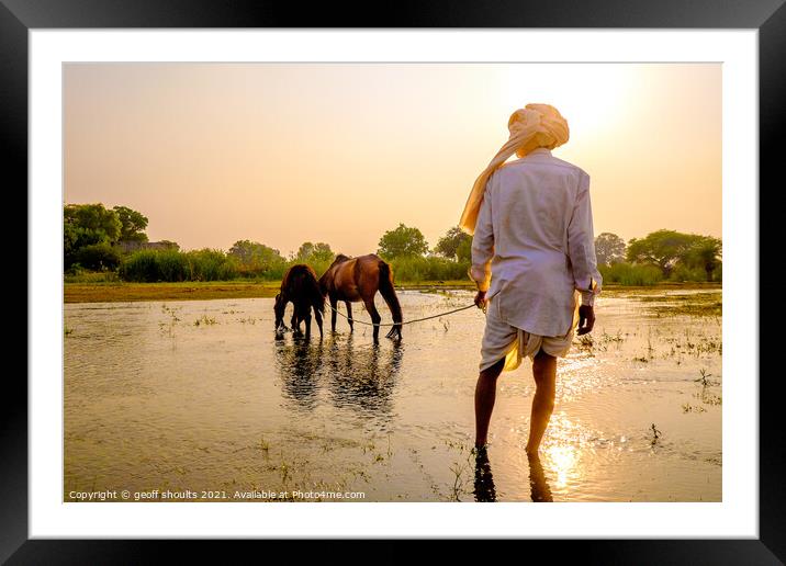 Sunset at the camel fair Framed Mounted Print by geoff shoults