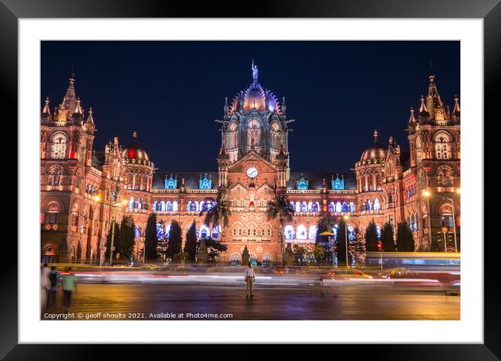 The CST railway station, Mumbai Framed Mounted Print by geoff shoults