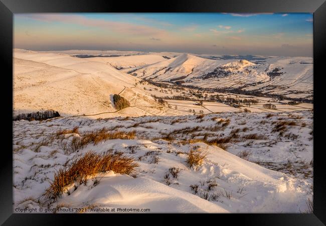 Edale, winter afternoon  Framed Print by geoff shoults