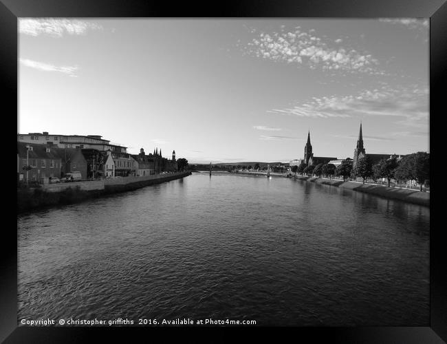 River Ness in Black & White Framed Print by christopher griffiths