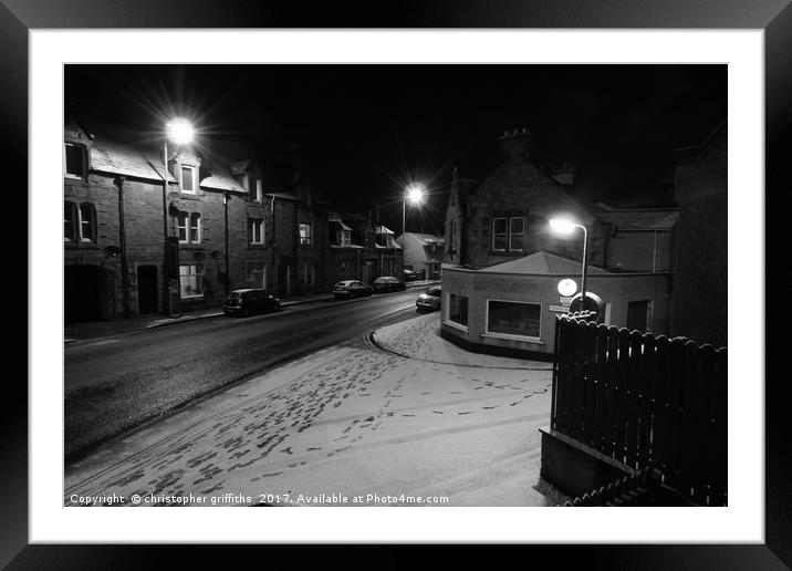 Snowy Street View Framed Mounted Print by christopher griffiths