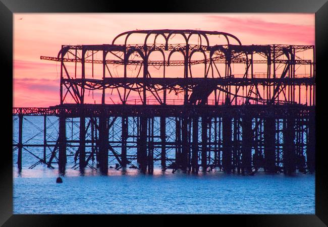 Brighton Old Pier Framed Print by sue boddington