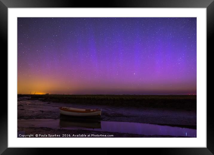 Morston Quay, Aurora Boreali Framed Mounted Print by Paula Sparkes